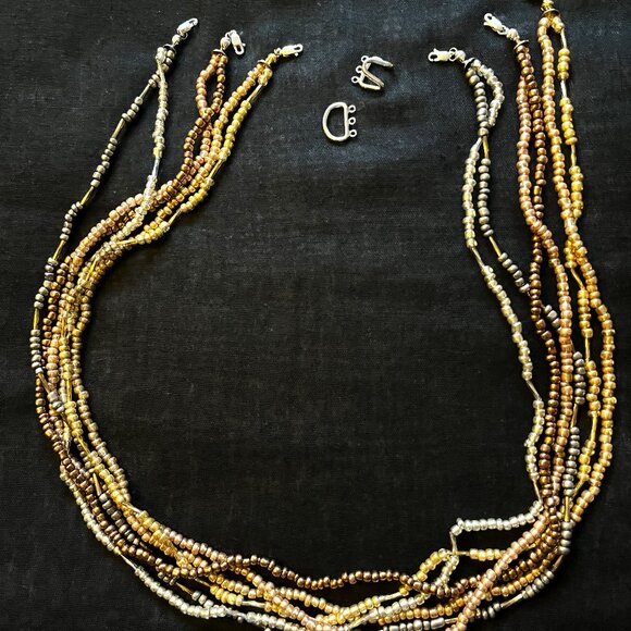 Copper Gold Silver Bronze Necklace, 6-Strands, Interchangeable NWT - Picture 2 of 7